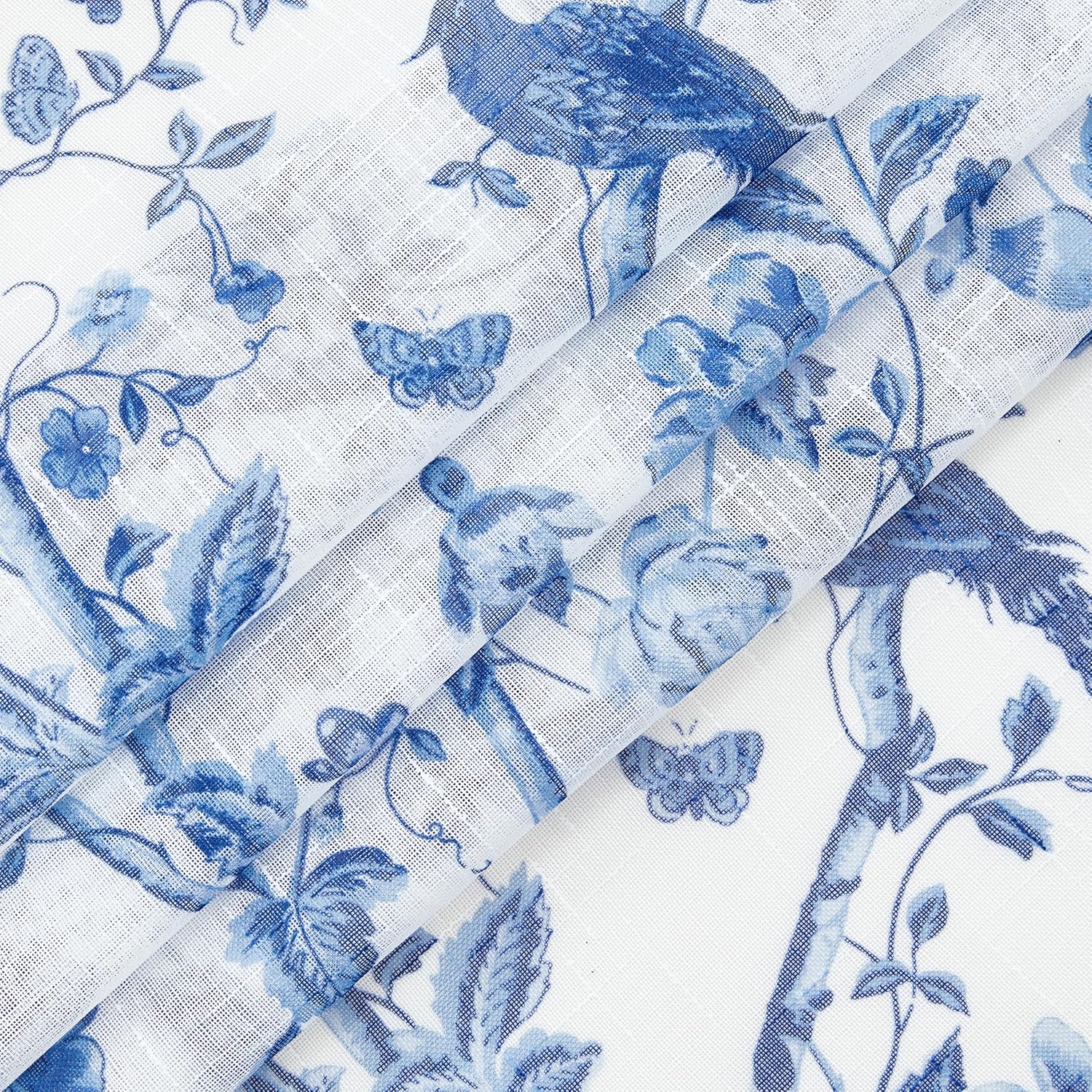 Laura Ashley Summer Palace Window Curtains with Rod Pocket, 84-inch Length, 2 Panels Set, Sheer Light Filtering, Blue