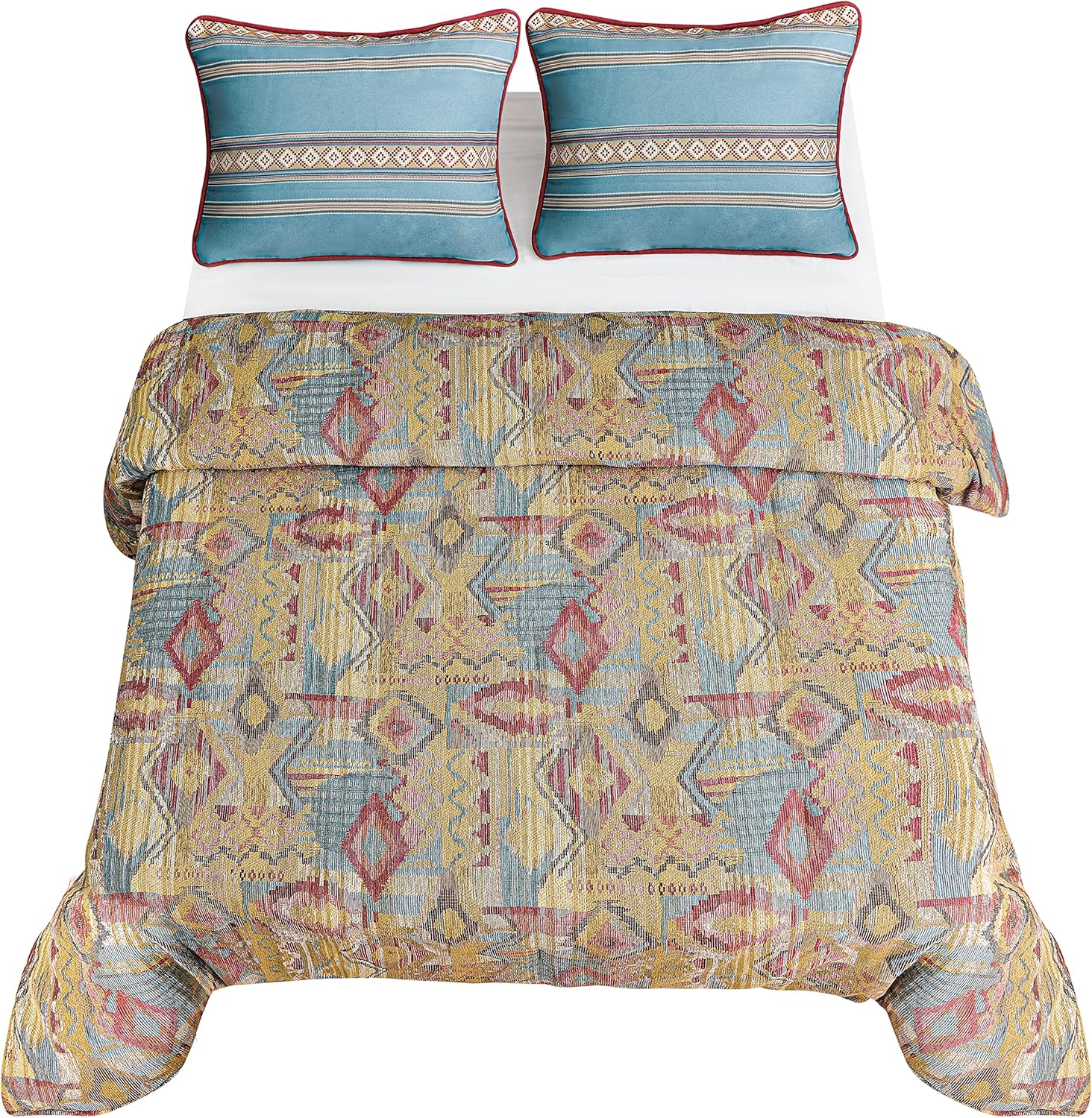 Paseo Road Ruidoso Western Bedding 4 Piece Queen Comforter Set, Aztec Southwestern Pattern, Rustic Cabin Theme Bed Set, Warm Comforter Set with Bed Skirt and Pillow Shams
