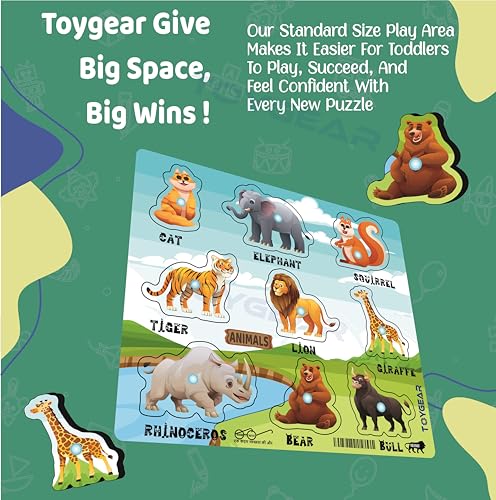 Image of Wooden Jungle Animals Eco Friendly Learning Toys Puzzle for Brain Training /jorky Cutting Puzzle for Home /School /Non-Toxic /Education Memory Games for Baby Boy and Girl