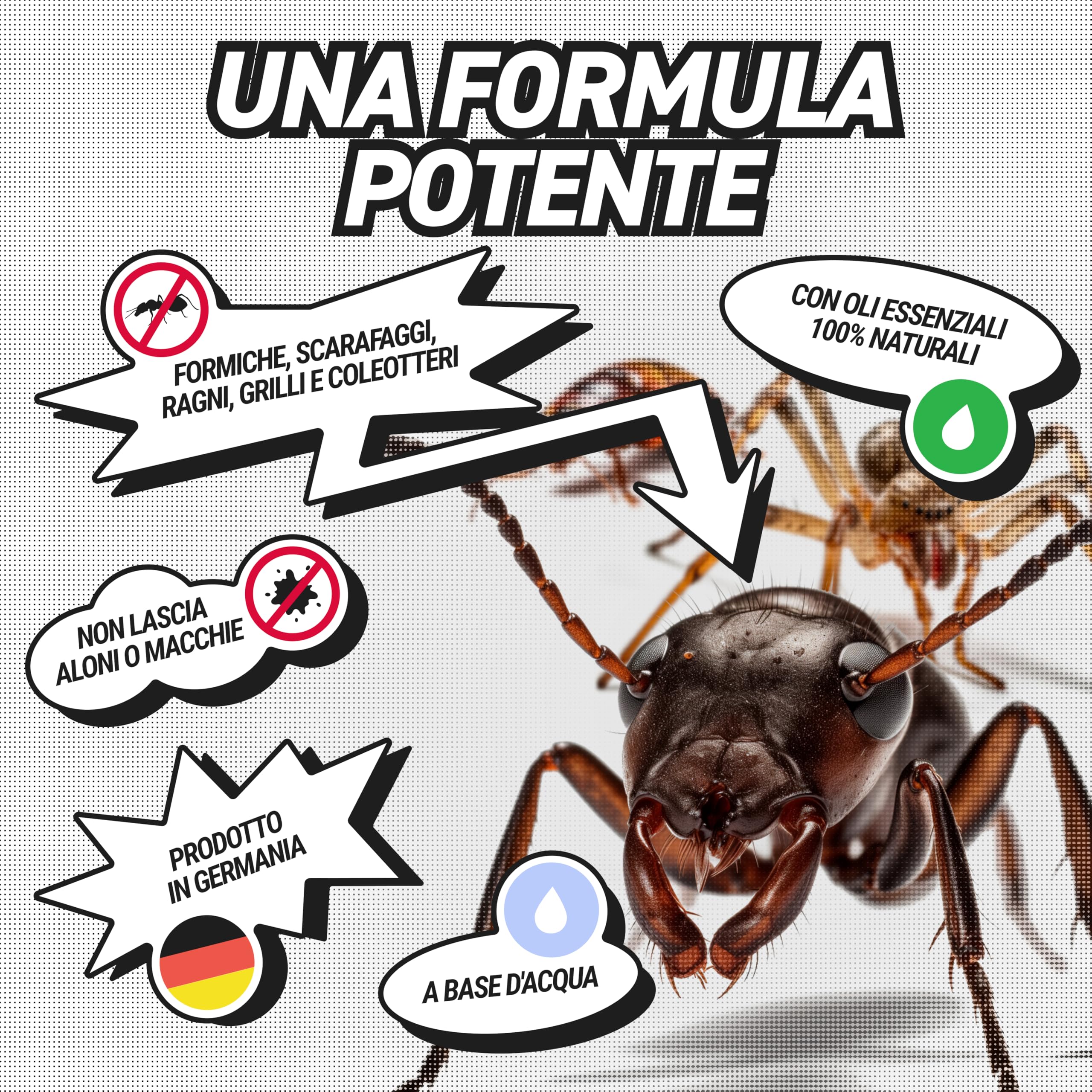 RepellShield Spray Naturale Contro Insetti Striscianti e Volanti – 500ml – Allontana Formiche e Scarafaggi – Sicuro per Animali – Uso Domestico e Professionale (Insetti Striscianti)