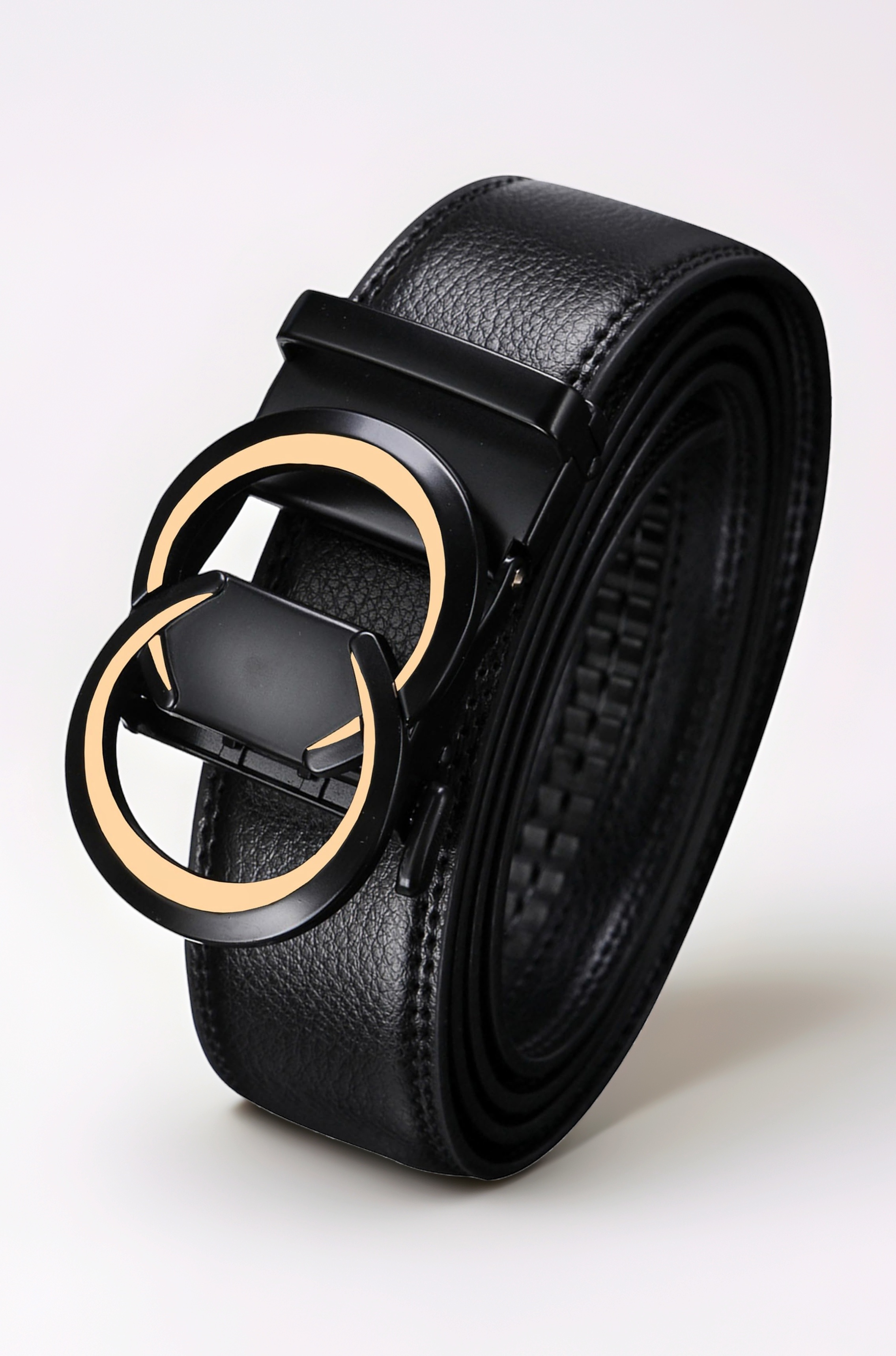 Men's Belt,Civantiya Leather Ratchet Black Slide Buckle Designer Belts