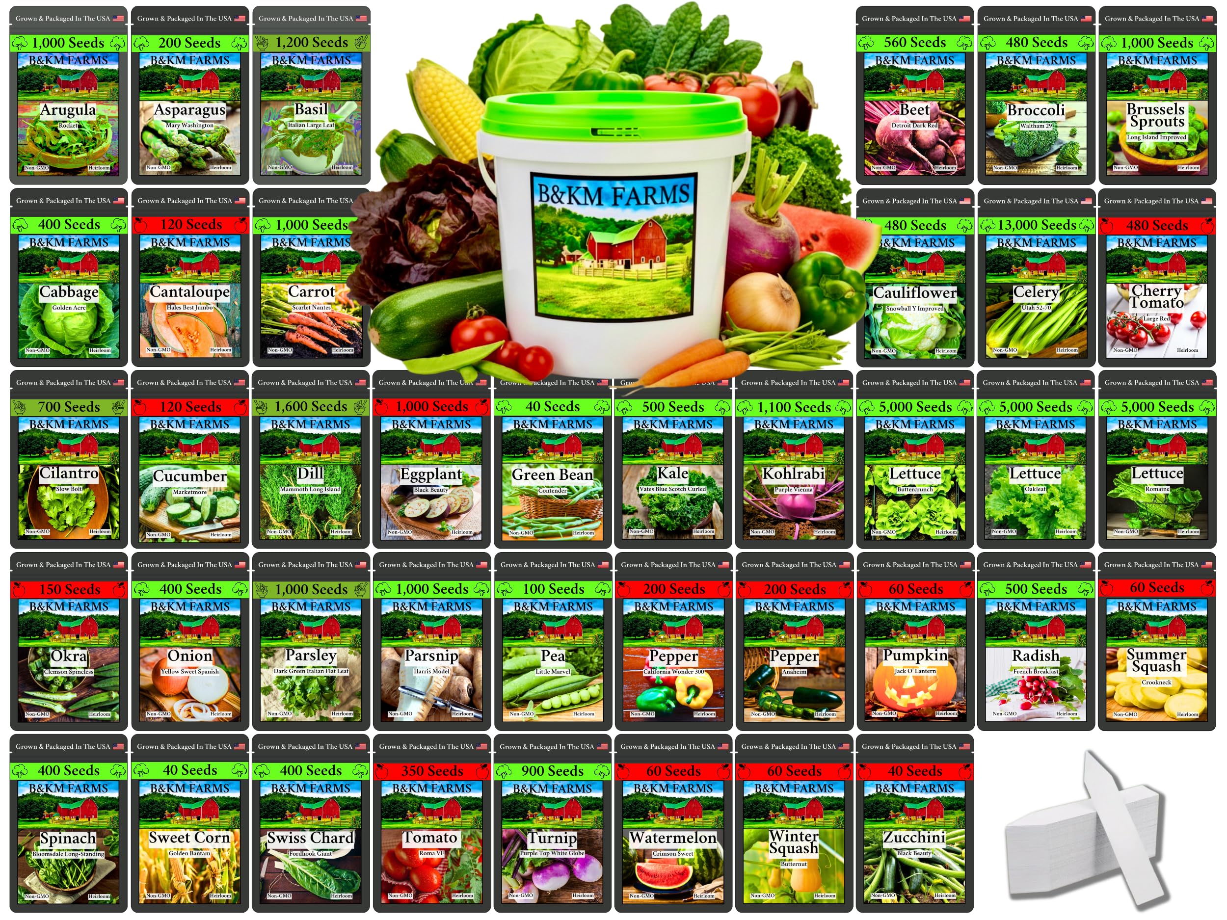 B&KM Farms 25,000+ Heirloom Vegetable Seed Vault