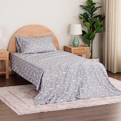 Miniatura 5 de Berkshire Blanket Peanuts - Juego de sábanas para niños, tamaño individual, 3 piezas, Peanuts Mini Poses and Paws Grey, lindo personaje Snoopy