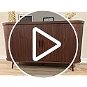 DWVO Fluted Sideboard Buffet Cabinet with Storage,54.3" Wide Curvy Edge Accent Storage with Sliding Door & Adjustable Shelf, Mid Century Modern Console for Living Room, Kitchen, Hallway-Walnut