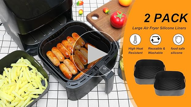 Amazon.com: BYKITCHEN 9 Inch Square Silicone Air Fryer