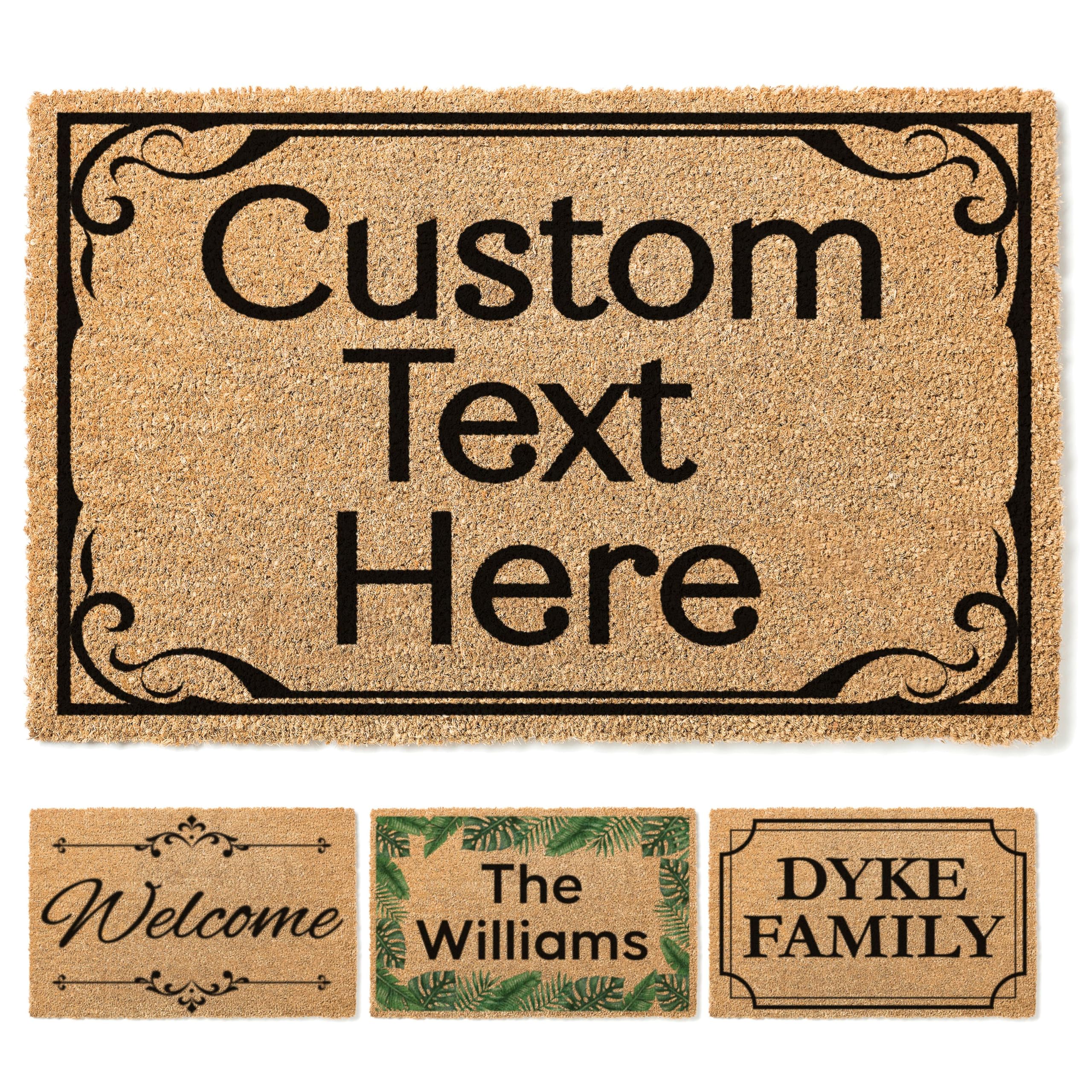 Personalized Door Mat - 20 Frames & 10 Icon Options - Customized Door Mat Outside Entrance, Custom Door Mats for Front Door, Housewarming Gifts for Couples