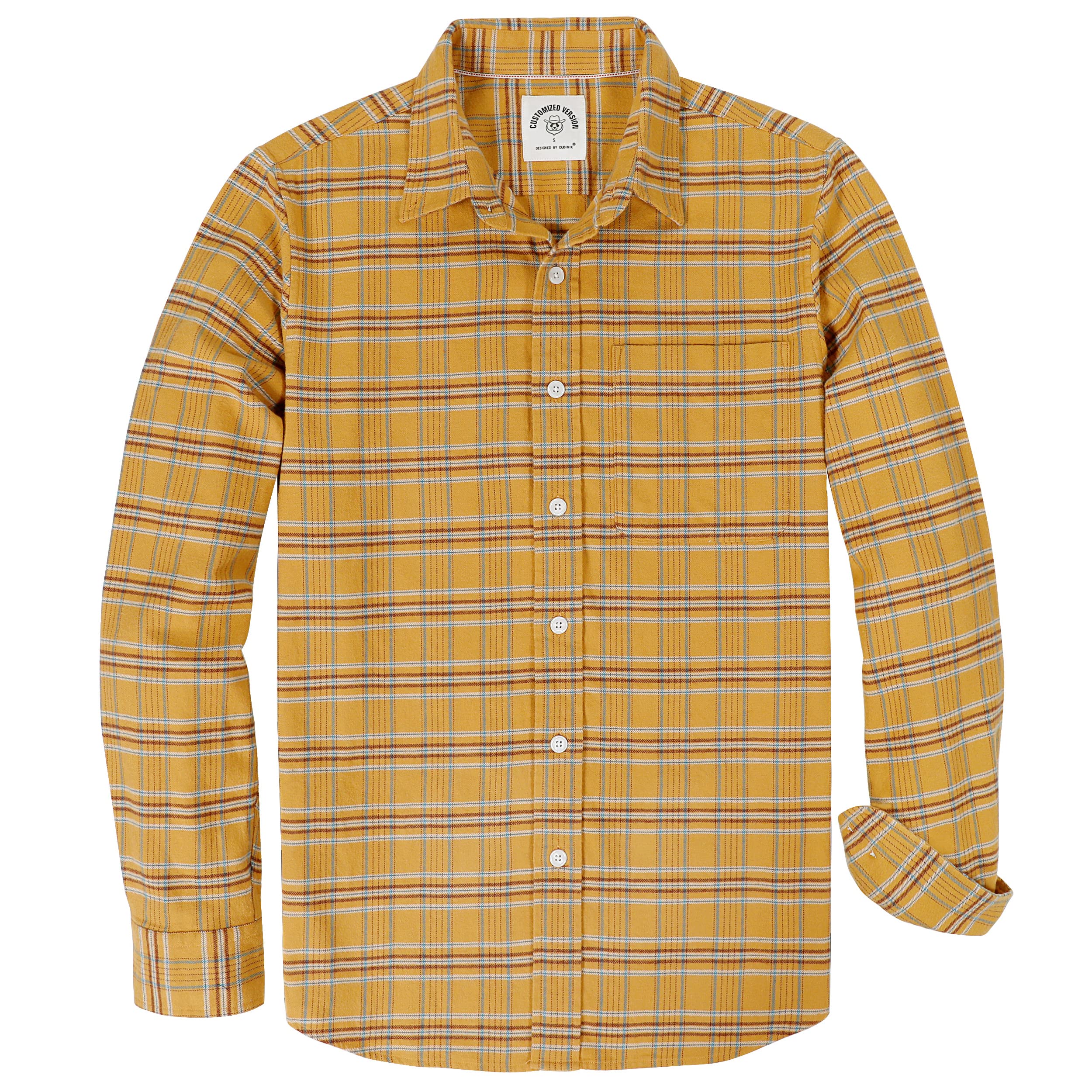 Dubinik® Camicia Flanella Uomo Camicia Quadri Uomo Cotone Casual Button Down Invernale Camicia in Flanella Leggera con Tasche