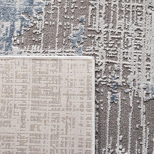 Miniatura 90 de SAFAVIEH Craft Collection - Alfombra cuadrada de 6 pies 7 pulgadas, gris y azul, diseño abstracto moderno, no desprende pelusa y de fácil cuidado