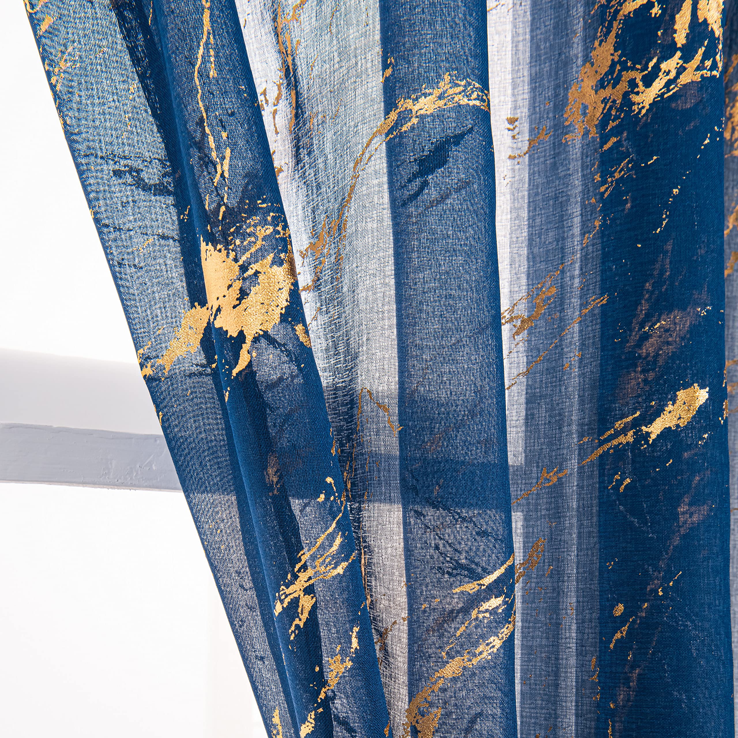 Lavyhuno Sheer Curtains 63 inch Length 2 Panels Set - Image 2