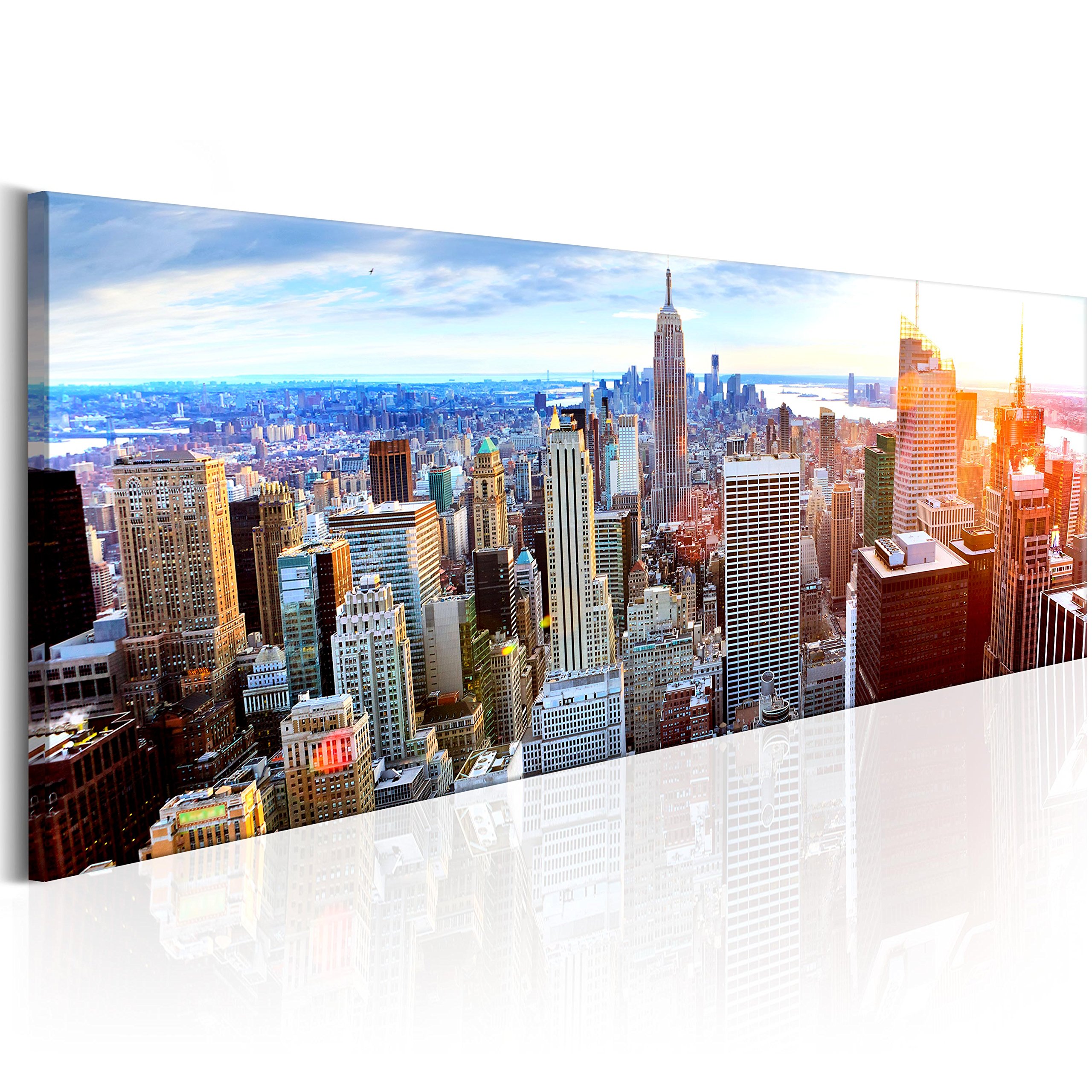 artgeist Acoustic Canvas Wall Art Print New York 53x18 in - 1pcs Picture with Acoustic Foam Sound Print Artwork Room Acoustics Soundproofing NY d-B-0189-b-b