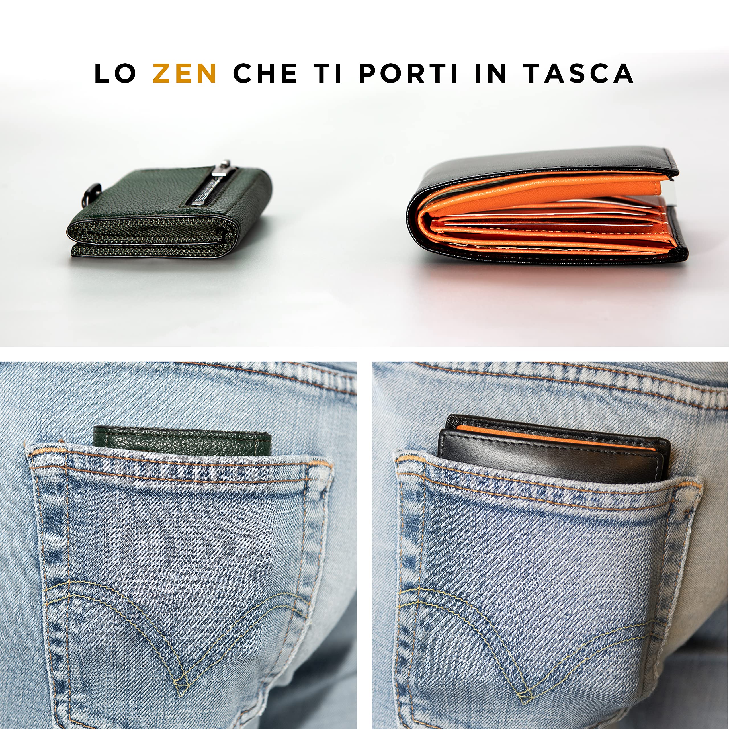 GUGGIARI ZEN®Portafoglio Uomo Piccolo, Portafoglio Uomo Slim con Porta Carte di Credito, Porta monete E Contanti-Compatto portacarte di credito da uomo, Idea Regalo Uomo-Bosco