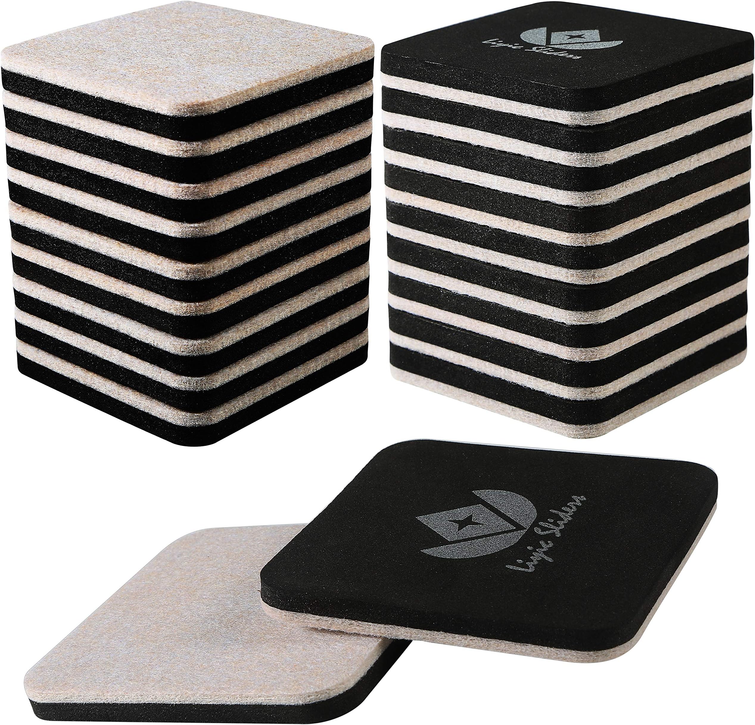 Liyic 20 Pack 3in.Square Felt Sliders for Hard Surfaces