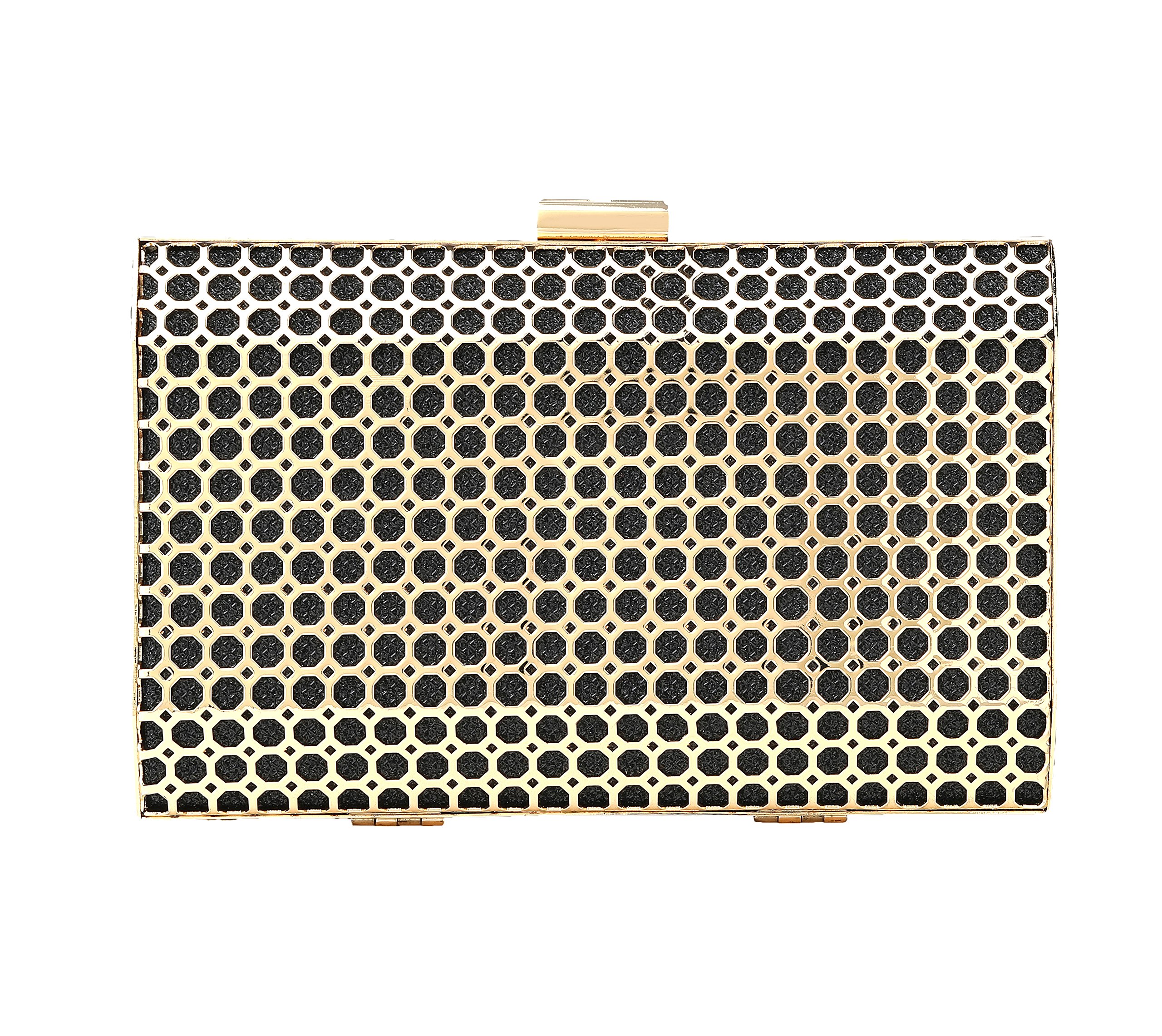 PARADOX (LABEL) Women's Metal Case Hand Box Clutch (Black,LHW)