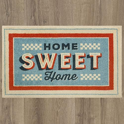 Miniatura 5 de Mohawk Home Alfombra de cocina de verano lavable a máquina, Home Sweet Home, azul claro