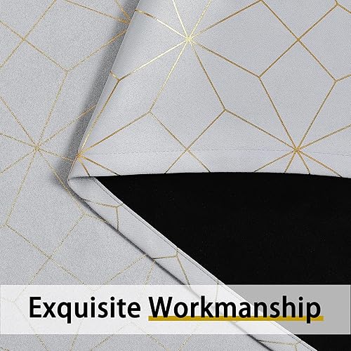 Miniatura 7 de Beauoop Cortinas 100% opacas de 54 pulgadas de largo para dormitorio, sala de estar, cortinas con patrón dorado marroquí, con aislamiento térmico y