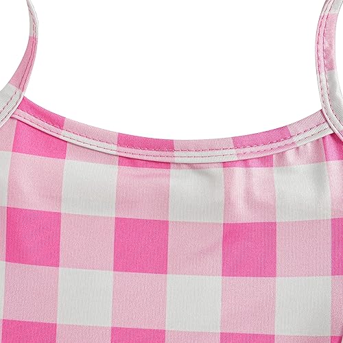 Miniatura 5 de Muñeca de película para niños pequeños y niñas, color rosa y blanco, a cuadros, disfraz de cosplay, vestido de Halloween, vacaciones, verano, ropa