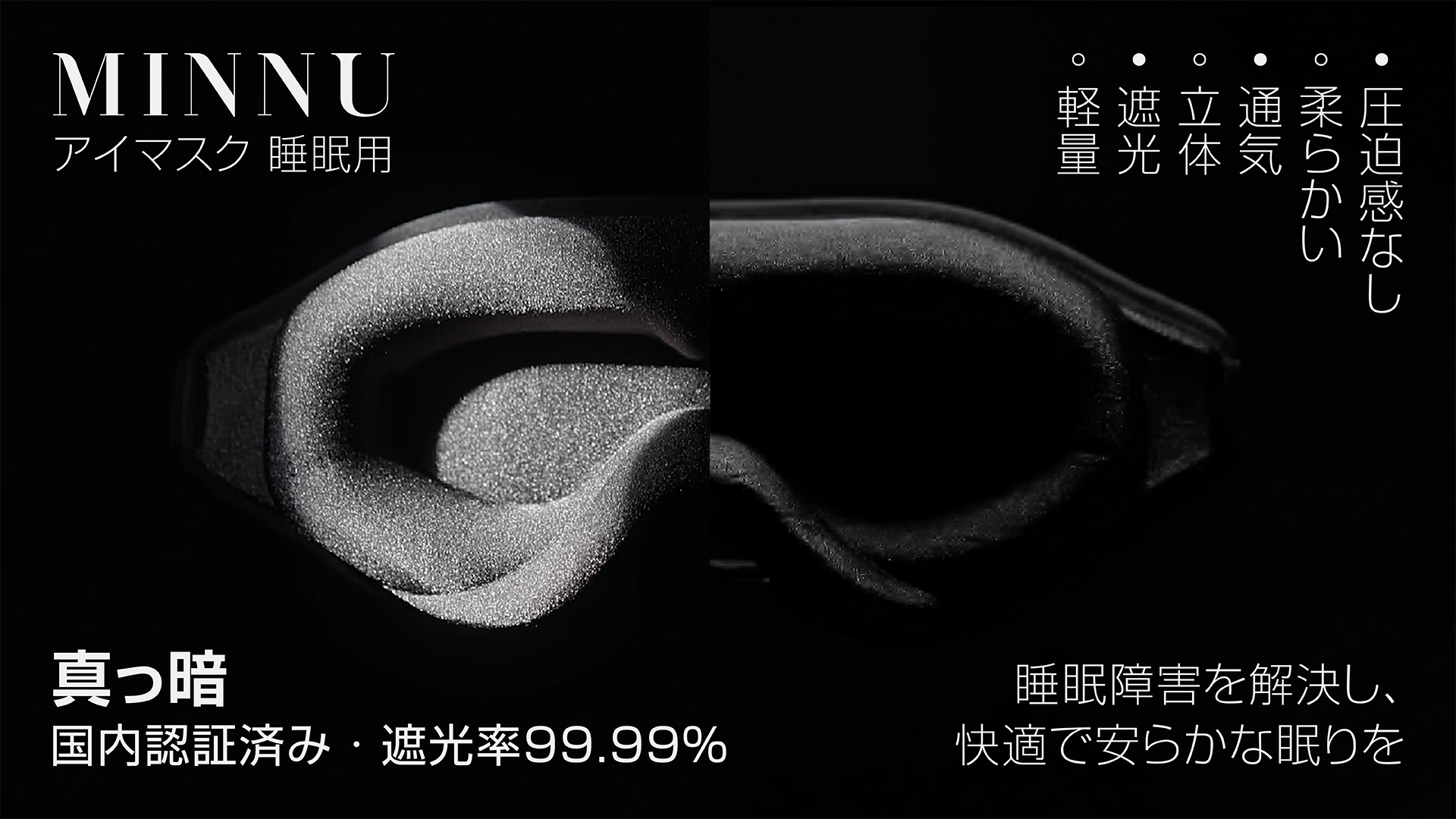 MINNU アイマスク 睡眠用 3D 立体 遮光 通気 圧迫感なし シルク 旅行