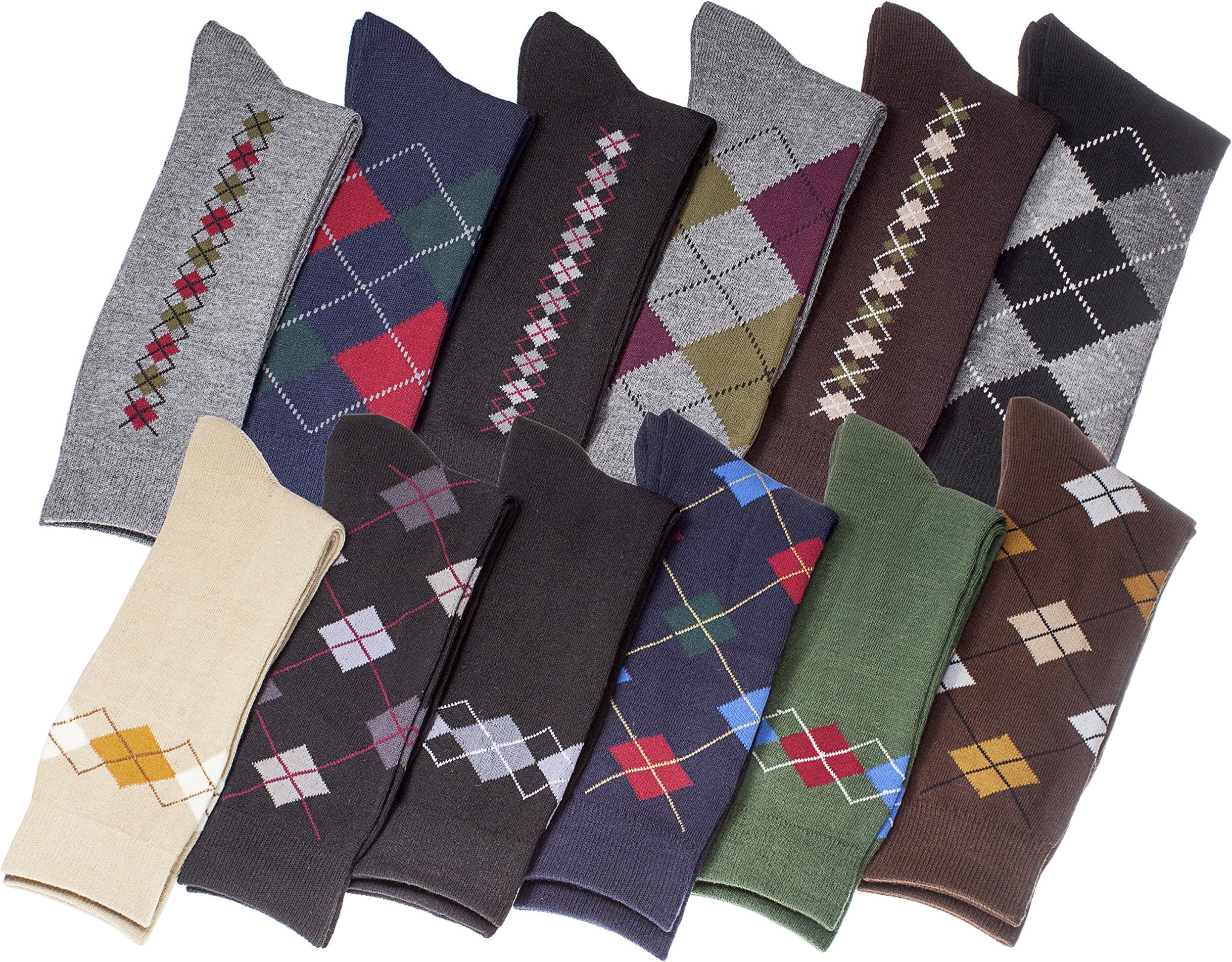 Men's Dress Socks Solid Black Soft Cotton Blend Size 8-12 (12 Pair)