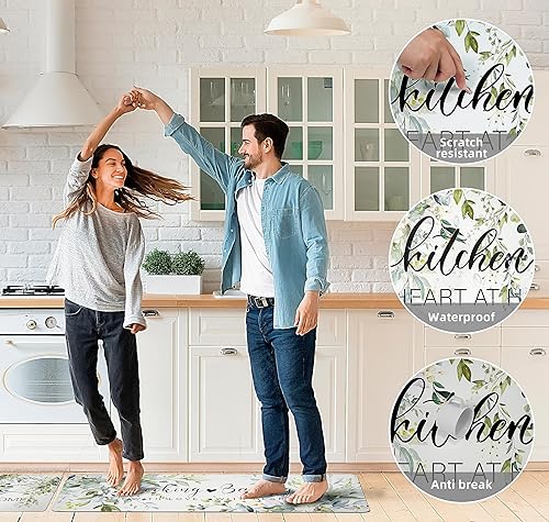 Miniatura 7 de weesire Alfombra de cocina verde antifatiga para el suelo de la cocina, alfombras de cocina, verde salvia, floral, hierbas, espuma viscoelástica,