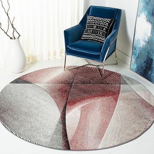 Vista 101 de SAFAVIEH Hollywood Collection - Alfombra decorativa de 2 pies 3 pulgadas x 4 pies, beige y azul, diseño moderno de mediados de siglo, no desprende