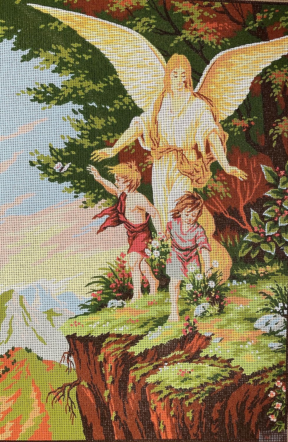 Gobelin L Printed Canvas or Threads for Tapestry Embroidery Needlepoint (Canvas, Children with Angel C812)