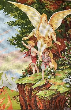 Gobelin L Printed Canvas or Threads for Tapestry Embroidery Needlepoint Canvas, Children with Angel C812