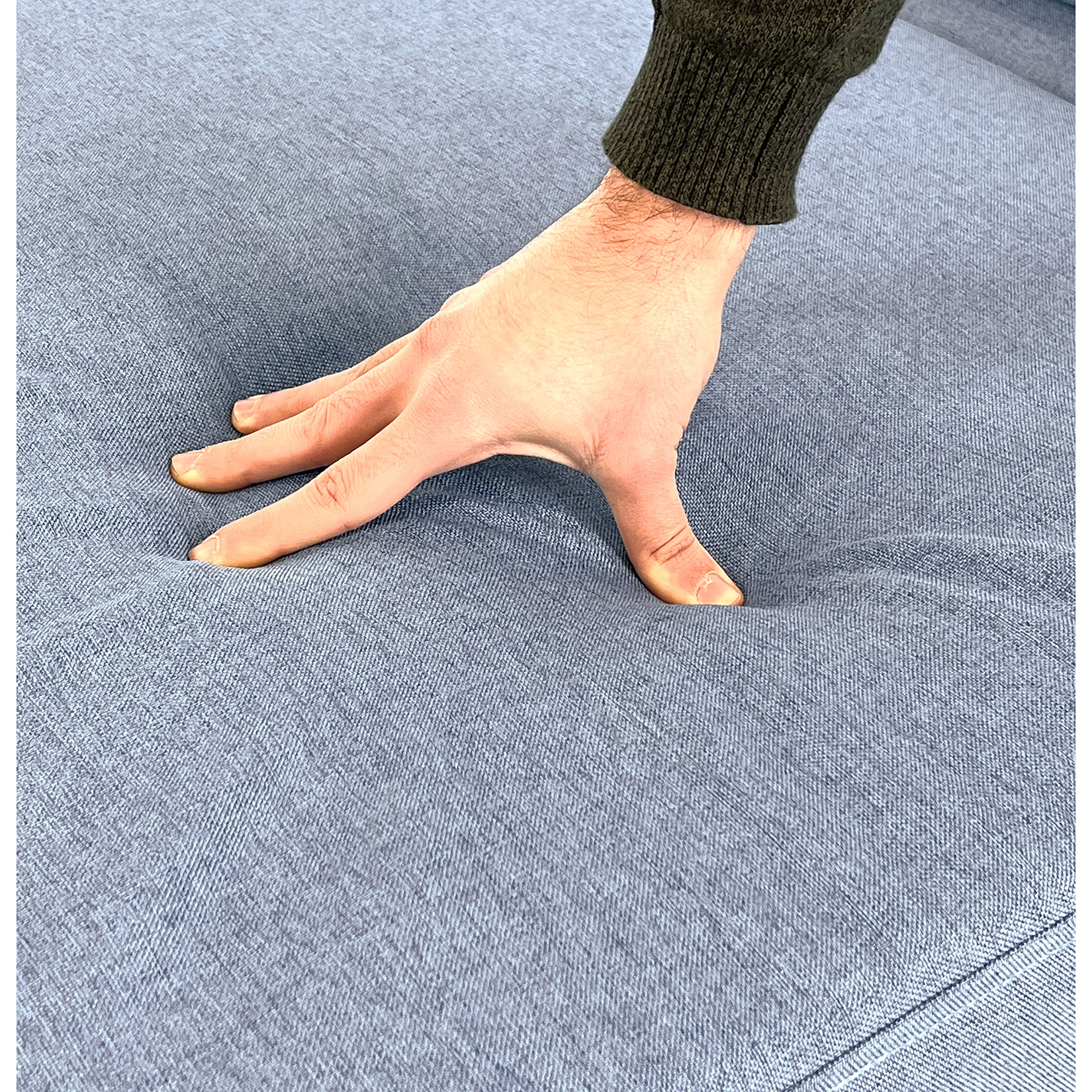 Brigros WeHome - Pouf Letto In Tessuto Bibi, Pouf Letto Singolo Facile Da Aprire E Chiudere, Poltrona Relax Dotata Di Cuscino, Letto Singolo Adatto Per Cameretta O Salotto (Jeans)