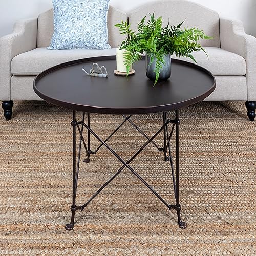 Miniatura 2 de Creative Co-Op Mesa de centro redonda de metal estilo bandeja