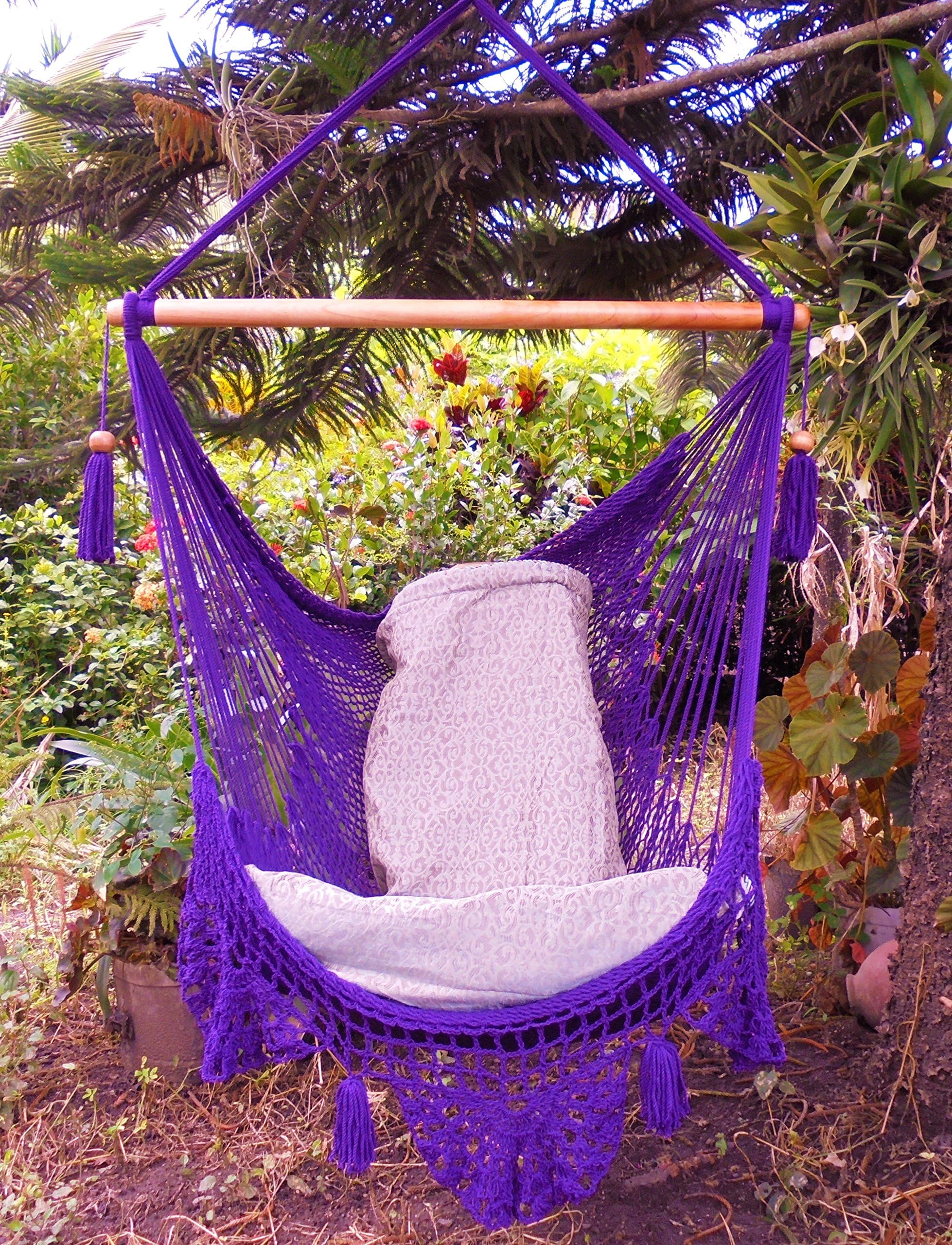 Portable Hammock Chair Purple Crochet 100% Handmade Cotton/Indoor Outdoor Chair Hammock/Hanging Chair Swing/Hanging Chair/Indoor Chair/Chair Hammock