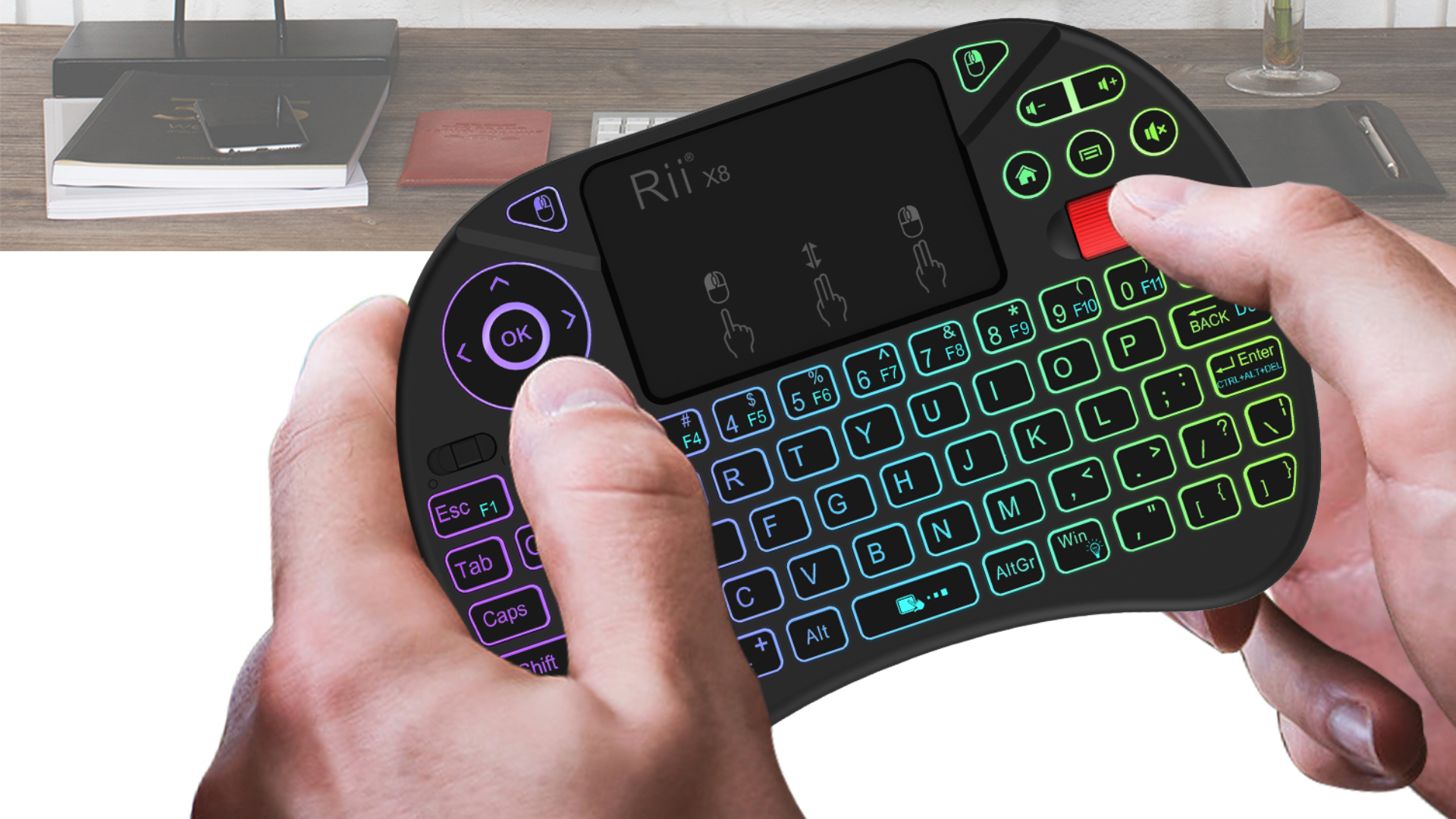 Rii RGB Backlit Wireless Mini Keyboard with Touchpad for Smart TV