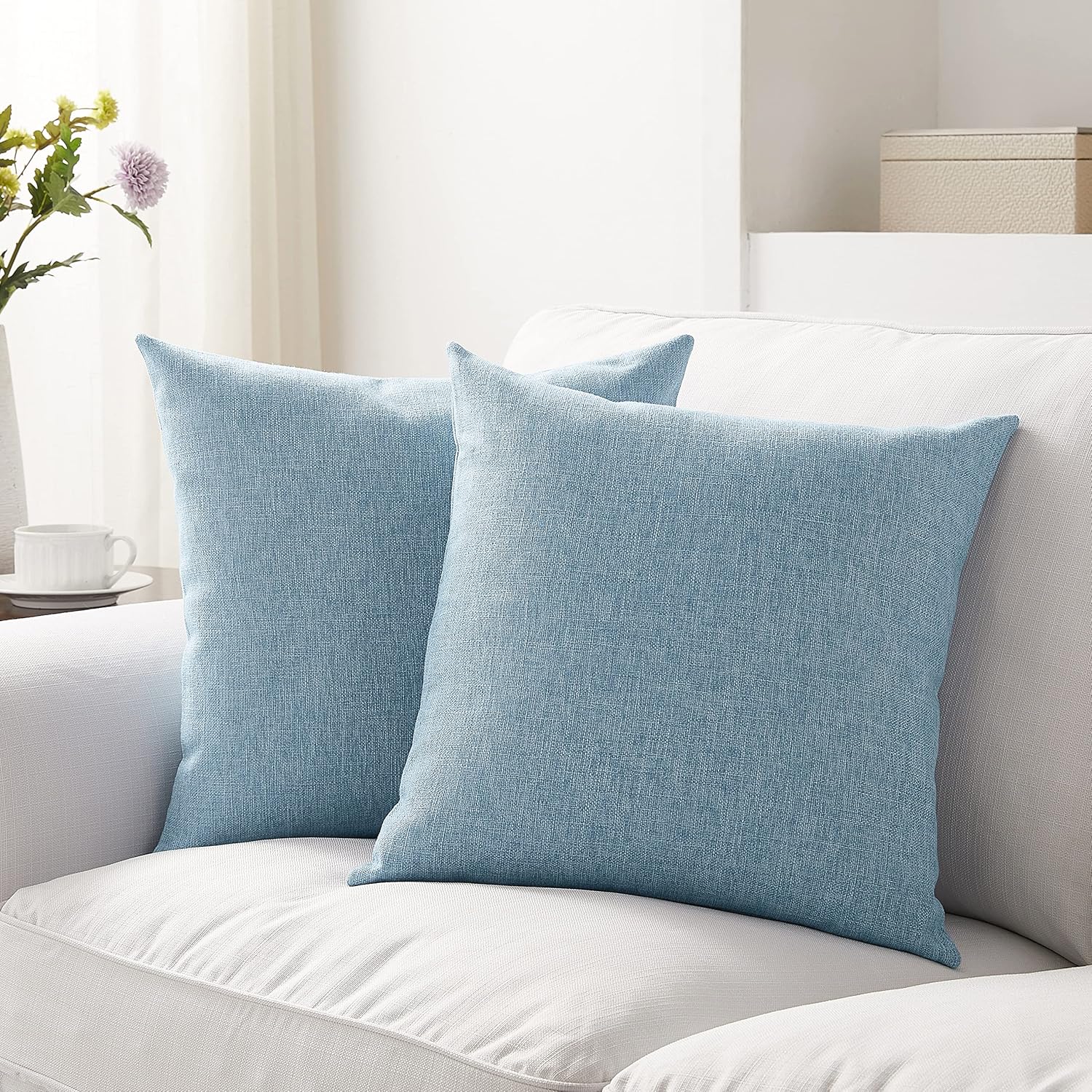 Meekio Set of 2 Light Blue Pillow Covers 20 x 20 Inch