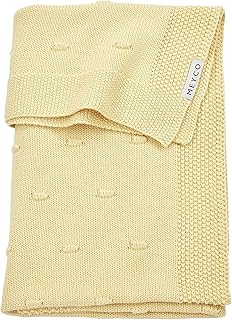 Meyco Baby Knots - Manta de Punto para Cuna (100% algodón Suave, versátil, fácil Cuidado, Transpirable, 100 x 150 cm), Color Amarillo