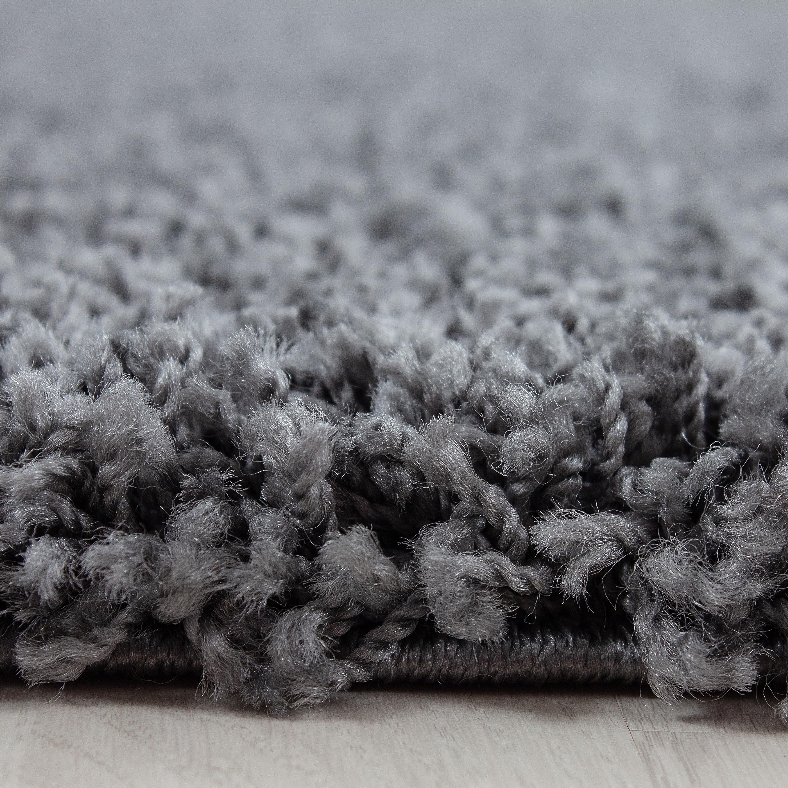 Teppium Moderner Hochflor Teppich Wohnzimmer 200x300 (200 x 290 cm) Grau - Shaggy Flauschiger Teppich, Extra Weich, Pflegeleicht und Einfarbig - für Schlafzimmer, Küche und Esszimmer