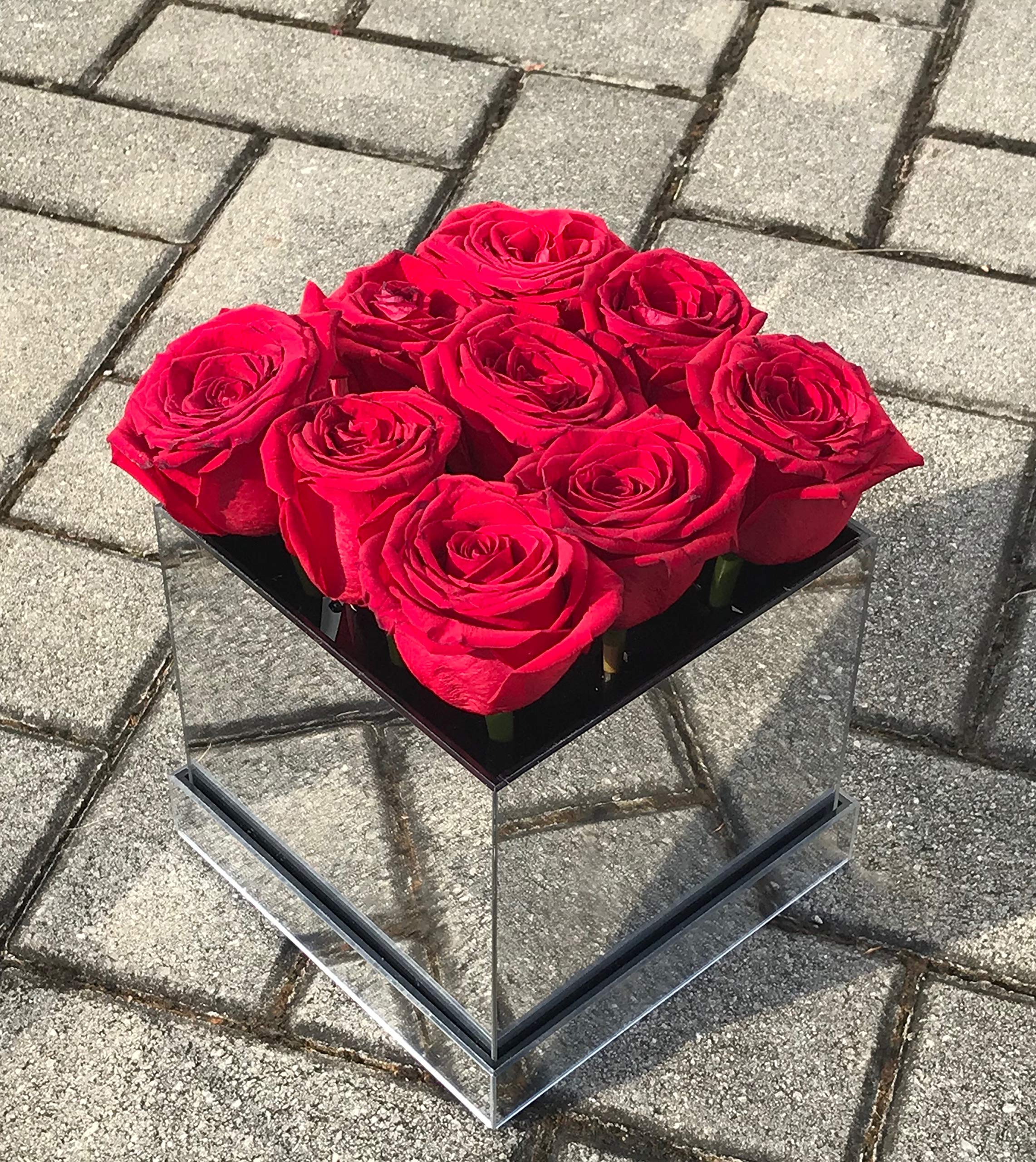 Mirror Flower Box for 9 Flowers - Vase Cube - Perfect Size 6” x 6” x6” - Makes a Perfect Mother’s Day DYI Vase (Flowers NOT Included)