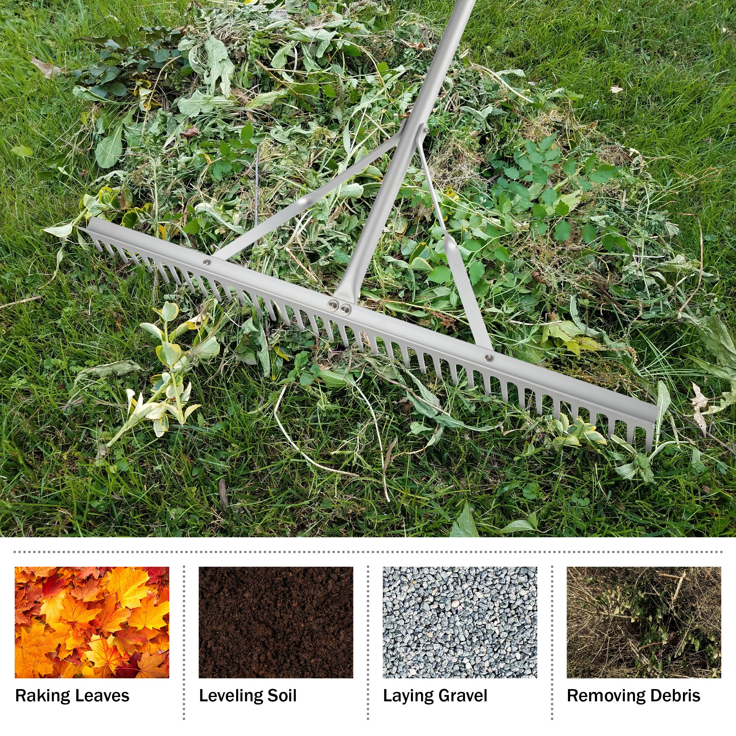 Protective Rake Cover Landscape Rake - 36-Inch Head Aluminum Metal Rake and Protective Gloves ...
