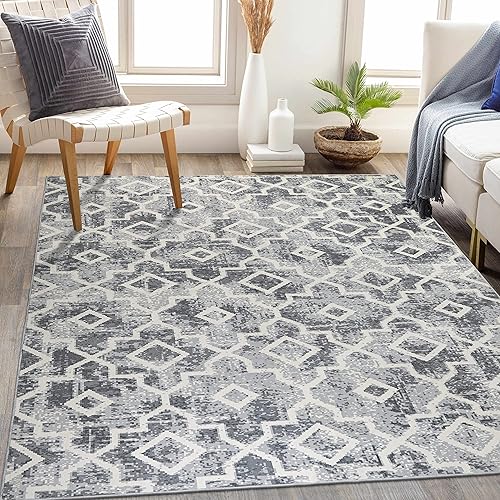Wonnitar Alfombra marroquí lavable a máquina, 5 x 7 pies, diseño geométrico grande, moderno, geométrico, para sala de estar, cuarto de bebé, tapete