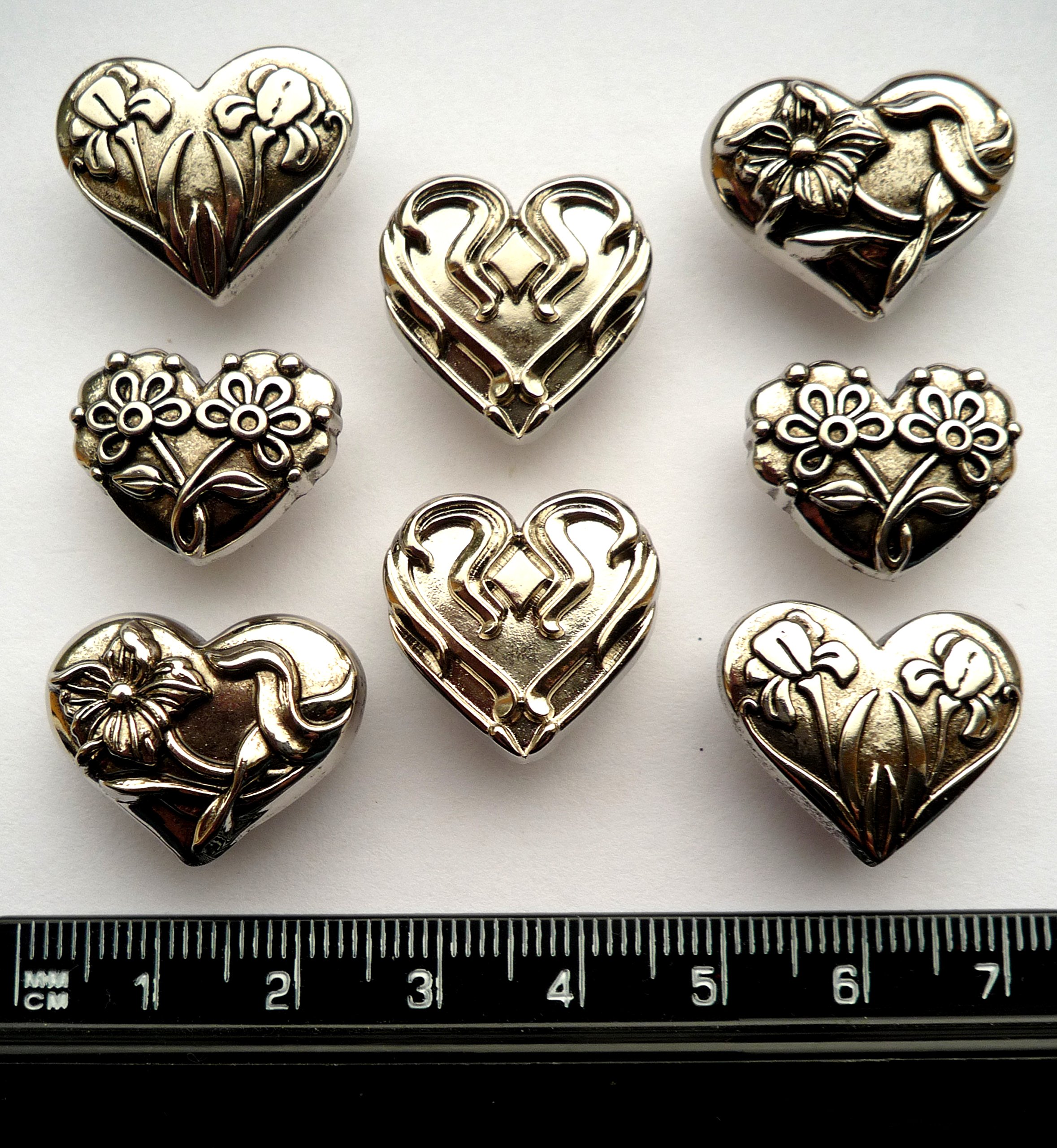 Silver Hearts Mix - Novelty Craft Buttons & Embellishments by Dress It Up