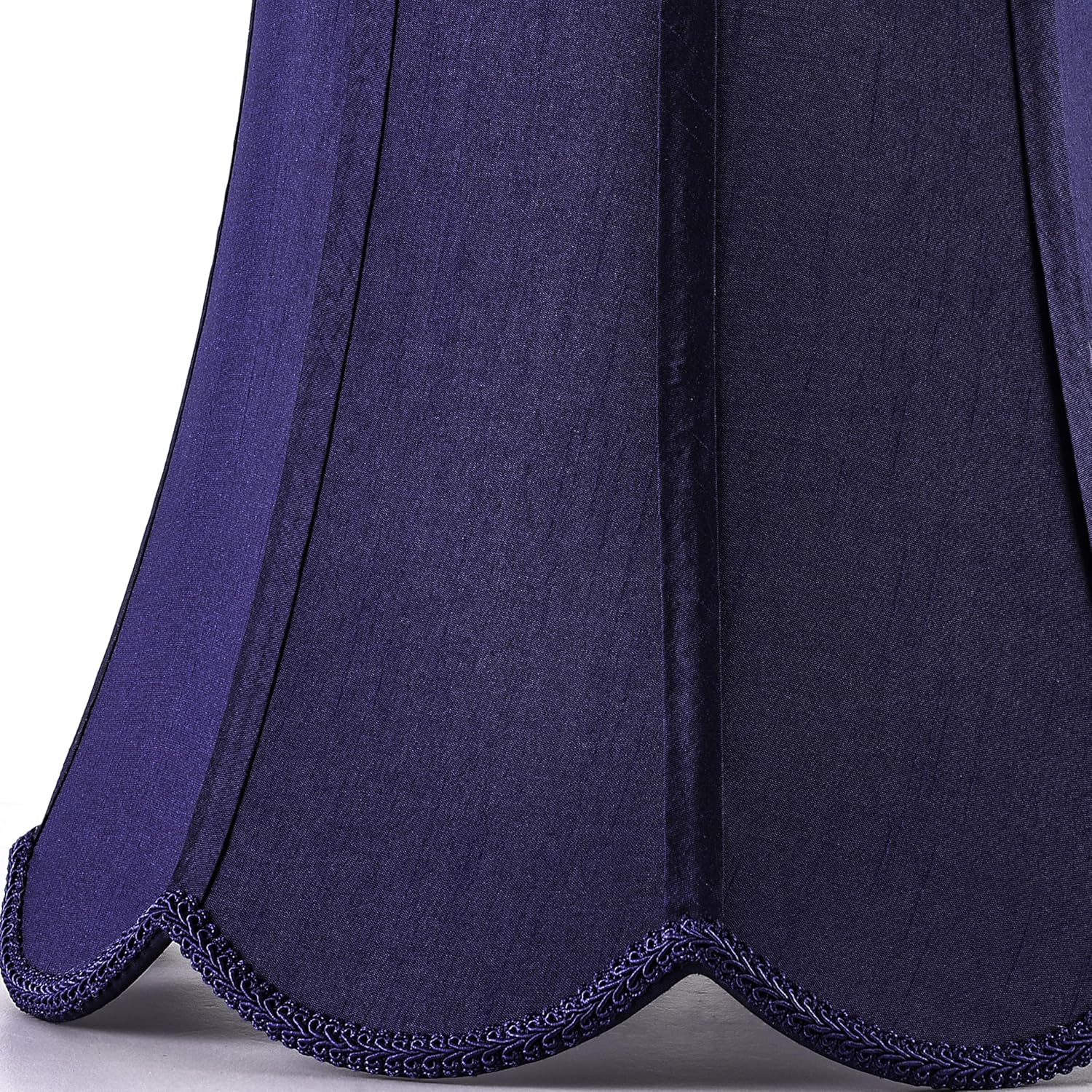 GOSO 13 Inch Medium Blue Wavy Scalloped Lamp Shade for Table Lamp and Floor Lamps Replacement,Art Deco Floral Petal Edge Faux Silk Lampshade,8×13×11 Inch Spider Lampshades for Bedroom,Easy Assembly