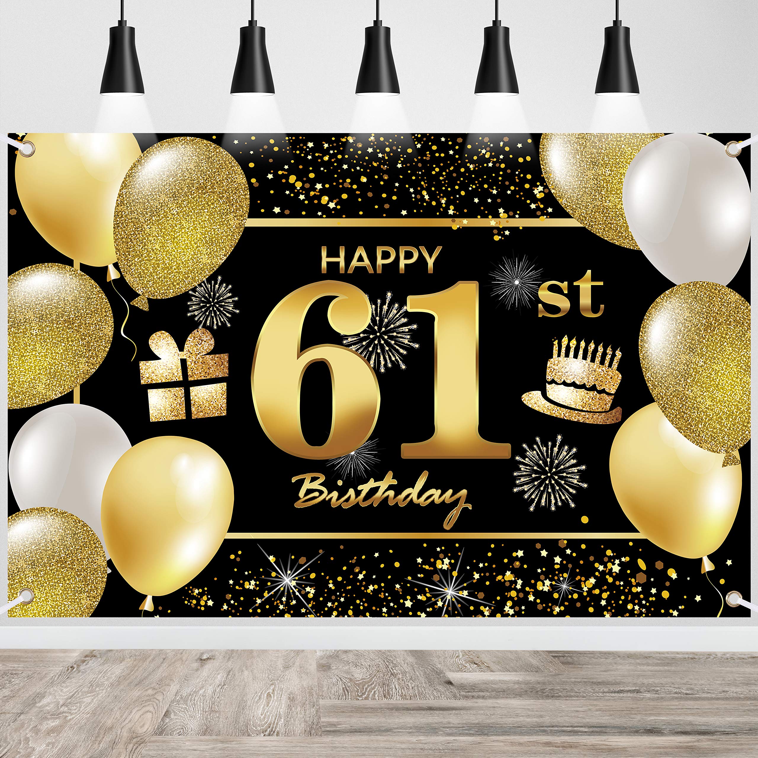61st Happy Birthday Banner IMISI Birthday Decorations Birthday Backdrop Decorations for a Party