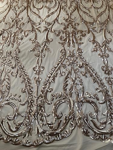 Miniatura 4 de Esmeralda - 10102 - Lentejuelas champán sobre tela de malla de encaje