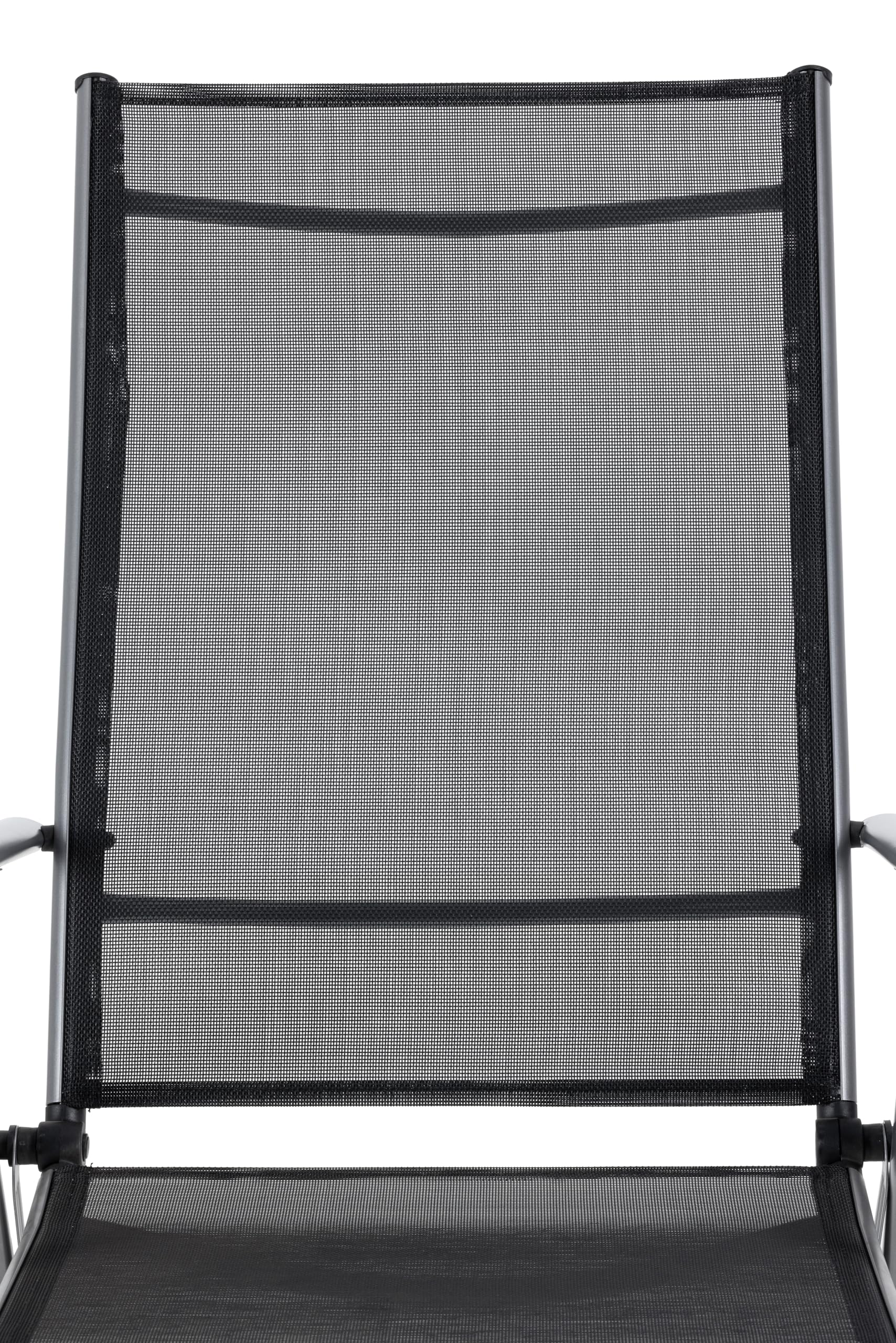 aro Gartenstuhl mit Armlehne, Stahl/Textilen-Bespannung, 53 x 63 x 106 cm, Zusammenklappbar, 8-Fach verstellbare Rückenlehne, Schwarz/Silber