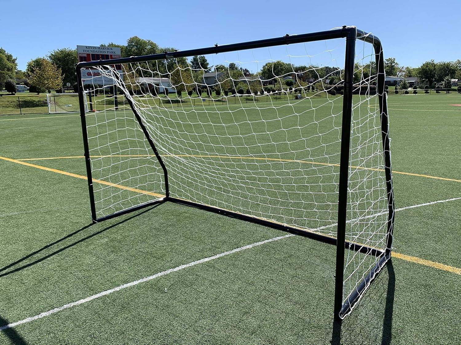 Premier 10 X 6 Ft. Youth Size Steel Soccer Goal w/Weatherproof 4mm HDPE Net. 50MM Diameter Powder Coated & Corrosion Resistant Frame. 10x6 Foot Practice & Training Aid.