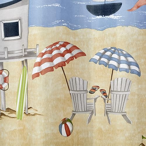 Miniatura 2 de SKL Home Catch a Wave - Cortina de ducha de tela, multicolor