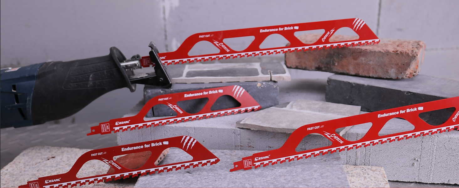12 Inch Carbide-Tipped Reciprocating Saw Blade – YG8 Tungsten Teeth – 2 TPI – Cuts Red Brick, Light Brick, Fiber Cement & Aerated Concrete – For Demolition & Renovation