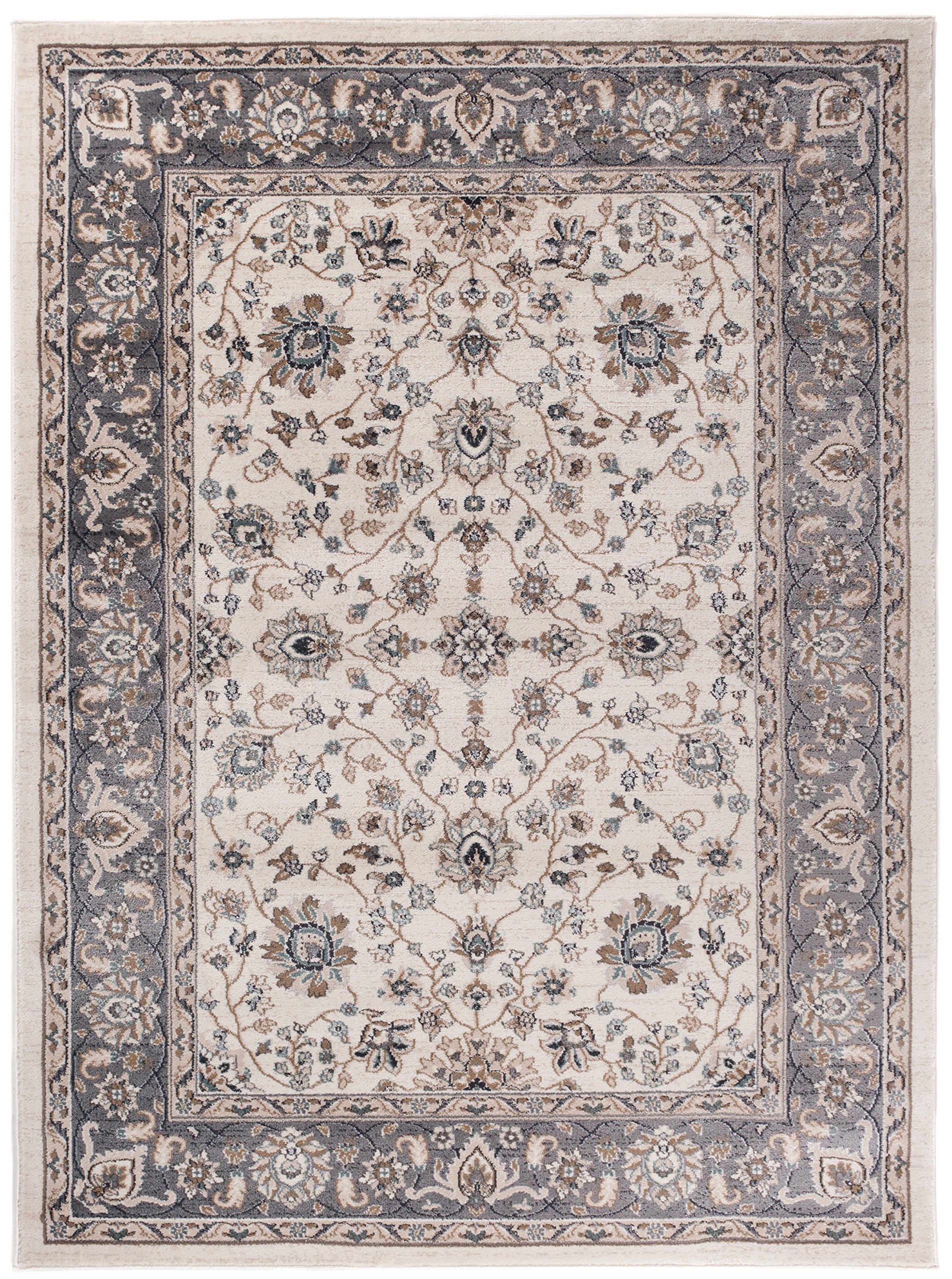 Carpeto Groß Teppich Flur 200x300cm Creme Klassisch Weich Pflegeleicht Weiß