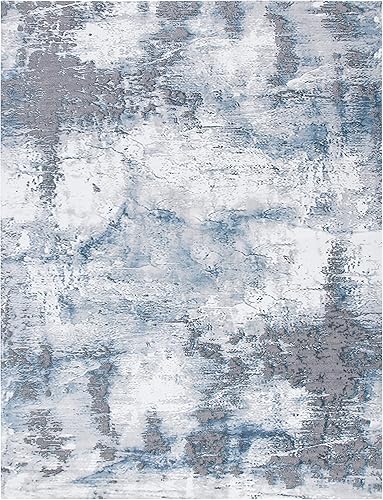 Vista 18 de SAFAVIEH Craft Collection - Alfombra decorativa, 2 pies 7 pulgadas x 5 pies, azul y gris, diseño abstracto moderno, no desprende pelusa y de fácil