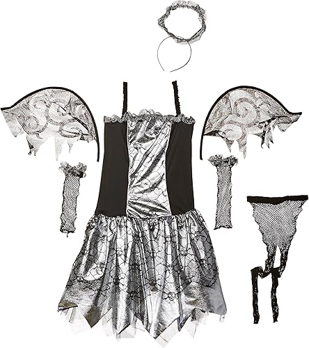 Amscan 842697 Disfraz de ángel caído negro y plateado, tamaño grande para niños, 1 pieza