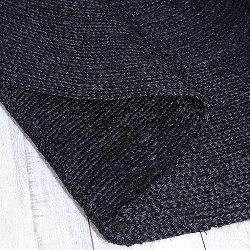 Miniatura 9 de Super Area Rugs Alfombra trenzada a mano de yute suave y natural, color beige natural, 6 x 9 pies