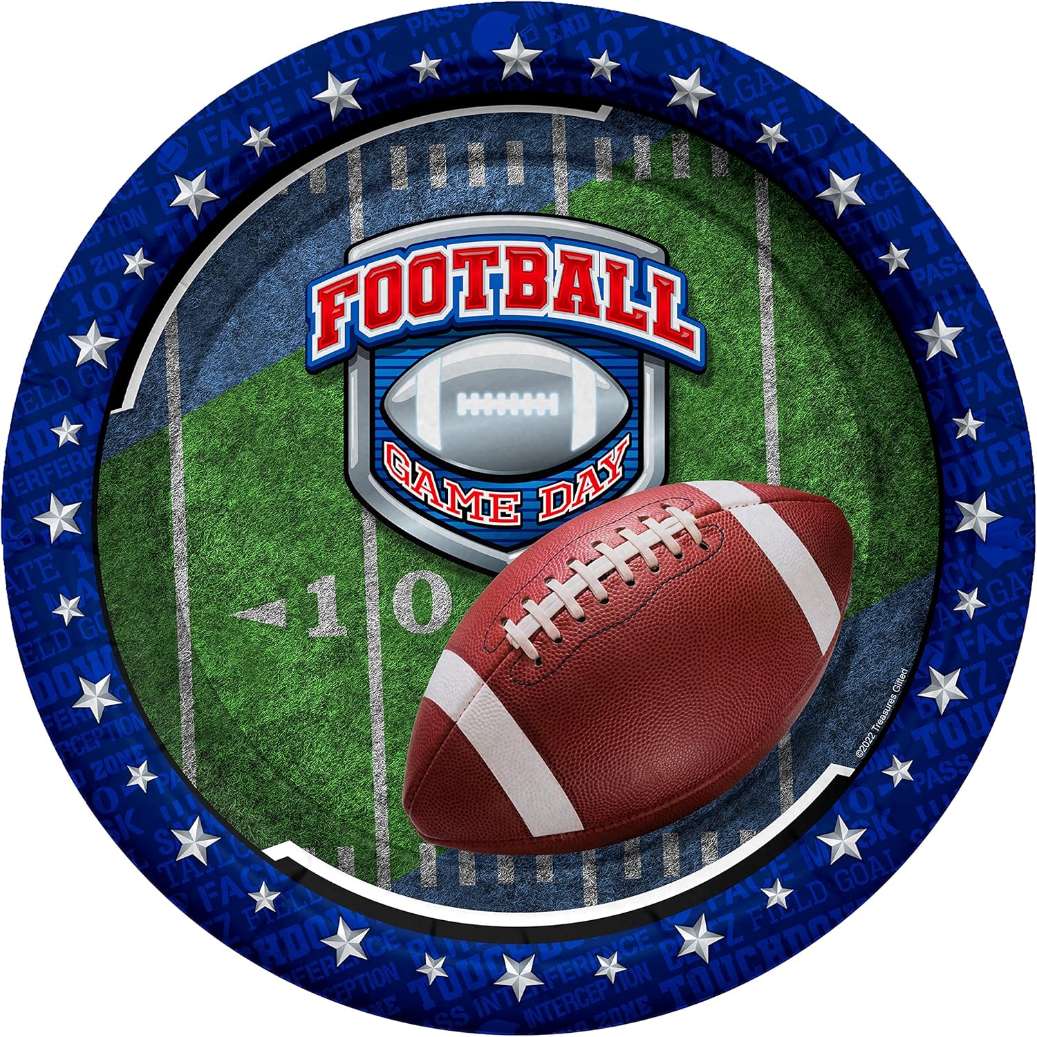 Treasures Gifted Football Plates 8ct 9 Inch Football