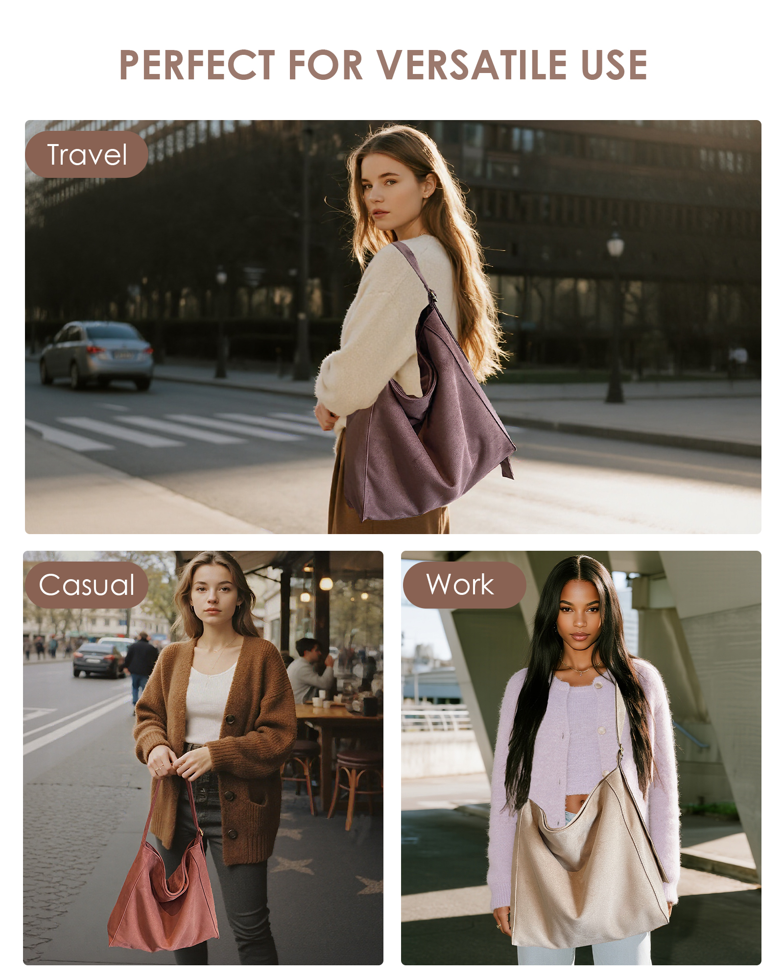 Bolso Tote para Mujer Faux Suede grande cruzado miniatura 7